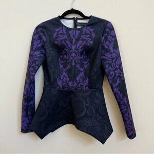 Yigal Azrouël - Black/Violet Gothic Scroll Scuba Top
